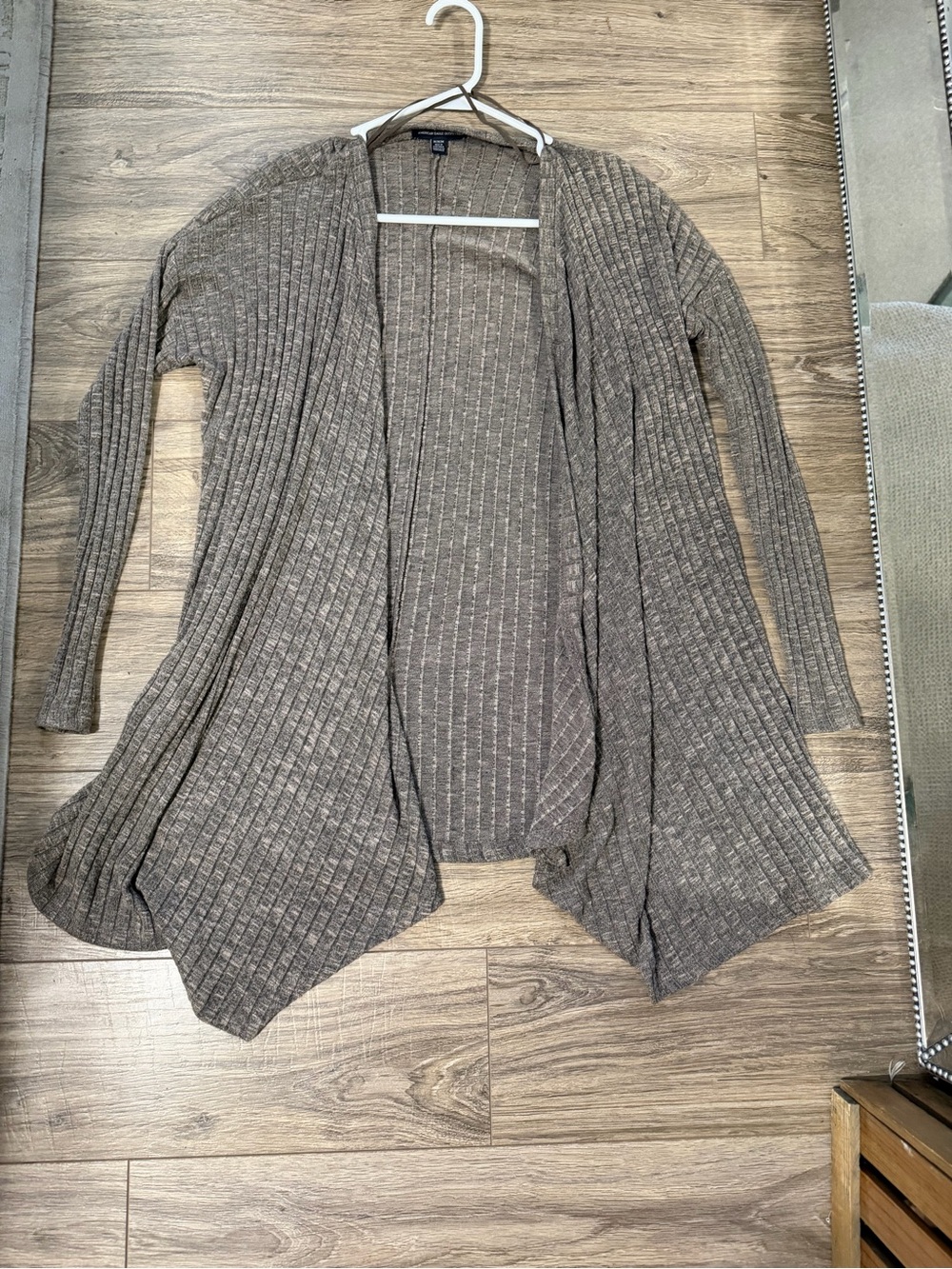 American Eagle Outfitters Brown Open-Front Ribbed Cardigan
